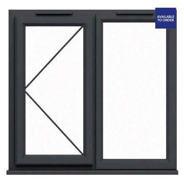 CWG Left Hand Hung with Fixed Panel Clear Triple Glazed Grey/White uPVC Window