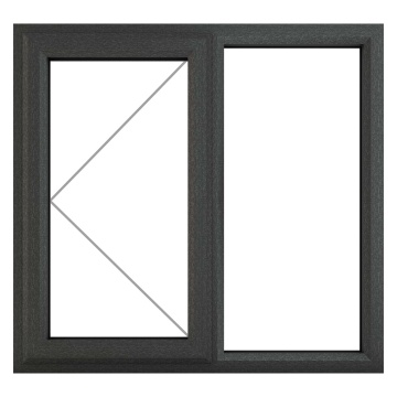 Crystal Left Hand Hung with Fixed Panel Clear Triple Glazed Grey/White uPVC Window