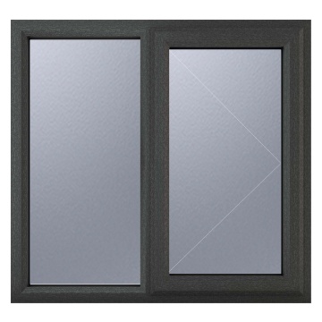 Crystal Right Hand Hung with Fixed Panel Obscure Triple Glazed Grey/White uPVC Window