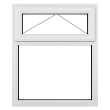 Crystal Top Hung Over Fixed Light Clear Triple Glazed White uPVC Window