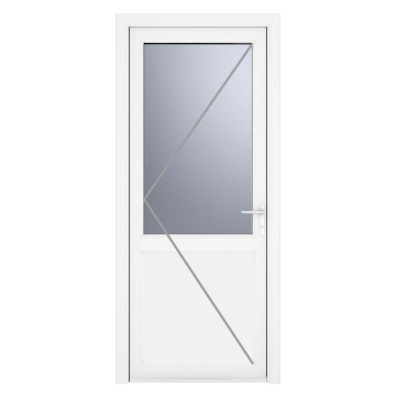 Crystal Left Hand Half Obscure Triple Glazed White uPVC Door
