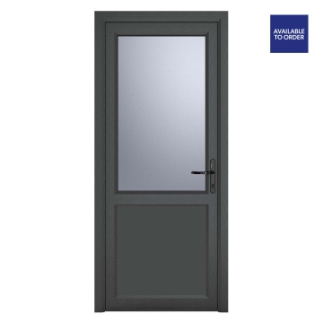 Crystal Left Hand Half Obscure Triple Glazed Grey/White uPVC Door