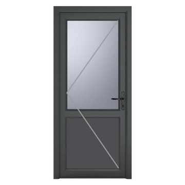 Crystal Left Hand Half Obscure Triple Glazed Grey/White uPVC Door