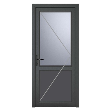 Crystal Right Hand Half Obscure Triple Glazed Grey/White uPVC Door