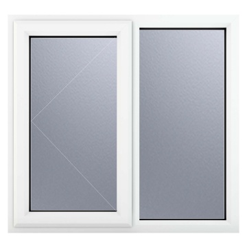 Crystal Left Hand Opening with Fixed Panel Obscure Glazed White uPVC Windo