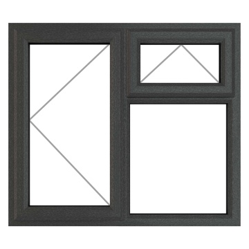Crystal Left Hand Side Hung with Top Opener Clear Glazed Grey/White uPVC Window