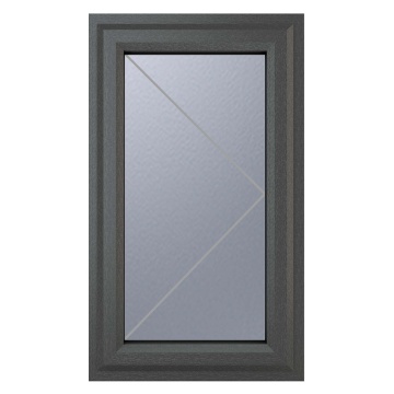 Crystal Right Hand Opening Obscure Glazed Grey/White uPVC Window 