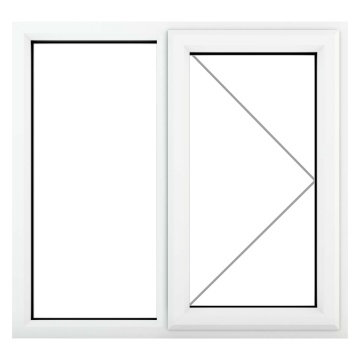Crystal Right Hand Opening with Fixed Panel Clear Glazed White uPVC Window