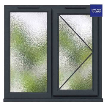 CWG Right Hand Opening with Fixed Panel Obscure Glazed Grey/White uPVC Window 