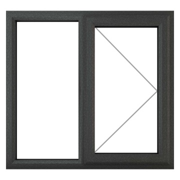 Crystal Right Hand Opening with Fixed Panel Clear Glazed Grey/White uPVC Window