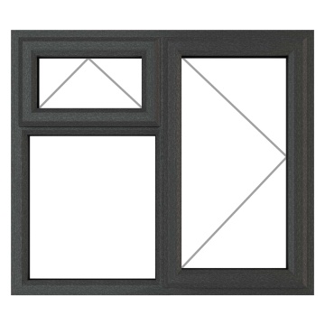 Crystal Right Hand Side Hung with Top Opener Clear Glazed Grey/White uPVC Window