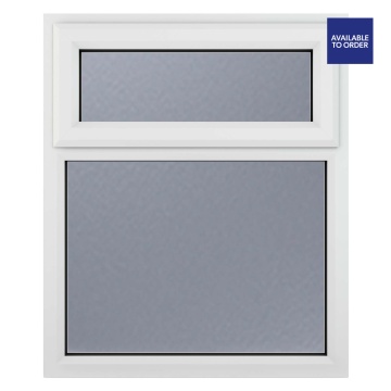Crystal Top Hung Over Fixed Panel Obscure Glazed White uPVC Window