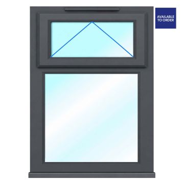 CWG Top Hung Over Fixed Panel Clear Glazed Grey/White uPVC Window 