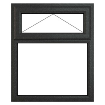 Crystal Top Hung Over Fixed Panel Clear Glazed Grey/White uPVC Window 