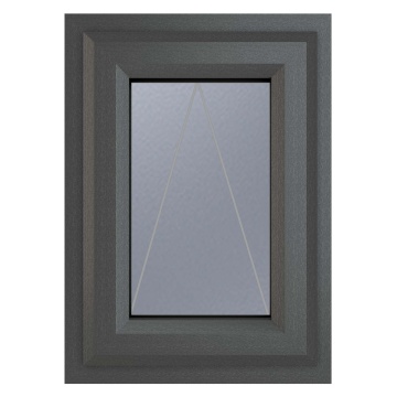 Crystal Top Hung Opening Obscure Glazed Grey/White uPVC Window