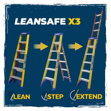 Werner LeanSafe X3 Fibreglass 3-in-1 Combination Ladder