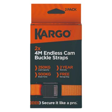 Kargo Endless Cam Buckle Straps 25mm x 4m / 500kg Pack of 2 