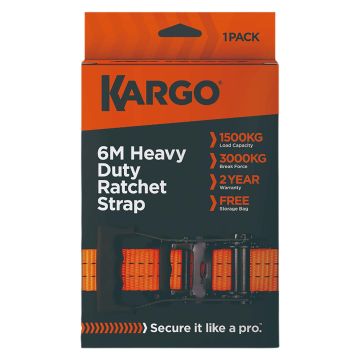 Kargo Heavy Duty Ratchet Strap 35mm x 6m / 3000kg