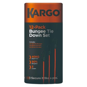 Kargo Mixed Hook Bungee Cords 40kg Pack of 12