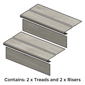 Kwikclad 2 Tread & Riser Stair Cladding Kit Bridgeport Oak Grey