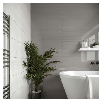 Sandrine Gloss Grey Ceramic Wall Tile 250 x 400mm