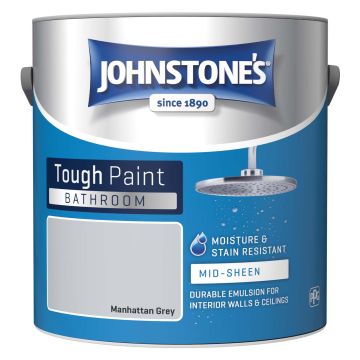 Johnstones Bathroom Mid Sheen Emulsion Manhattan Grey 2.5L | Selco