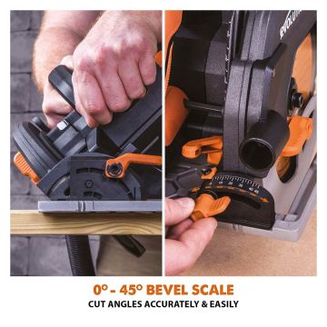 Evolution 185mm Circular Saw with 1020mm 3-Piece Mini Track