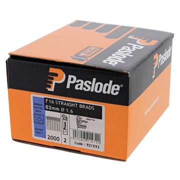 Paslode IM65 STRAIGHT Brad Fuel Pack F16 x 63mm Galvanised (Qty 2000 & 2 Fuel Cells)