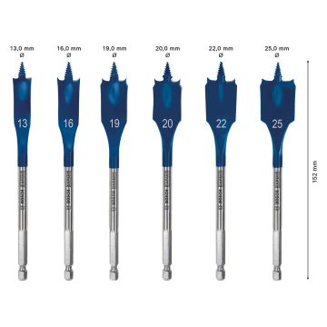 Bosch Expert 6pc Self Cut Speed Flat Bit Set