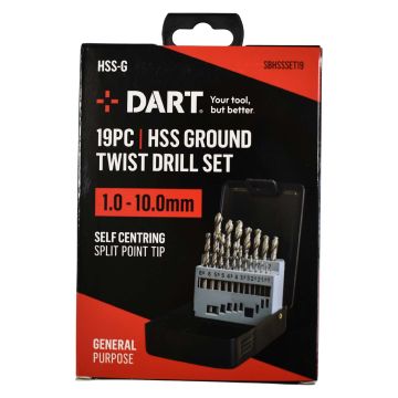 DART 19 Piece Standard HSS Ground Twist Drill Bit Set