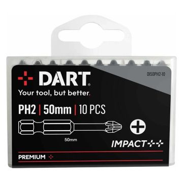 DART PH2 50mm Impact Driver Bits Pack of 10