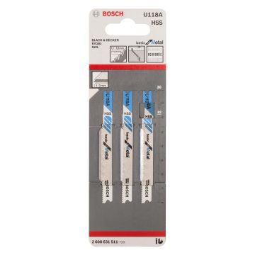 Jigsaw Blades For Metal U118a (Pk 3)