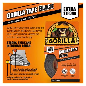 Gorilla Tape Handy Roll Black 9m 