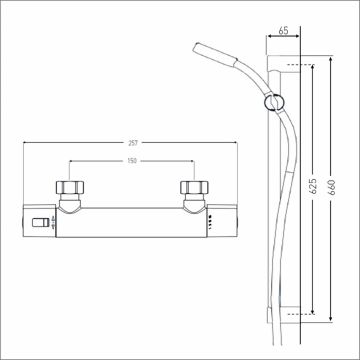 Bristan Zing Cool Touch Thermostatic Bar Shower Mixer With Kit