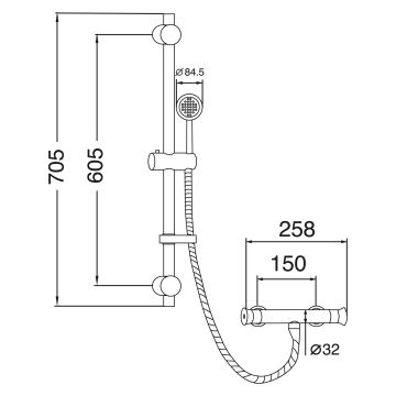 Deva Napoli Thermostatic Bar Shower Mixer with Kit 
