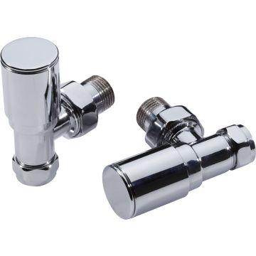Chrome Angled Towel Rail Radiator Valves Pack of 2