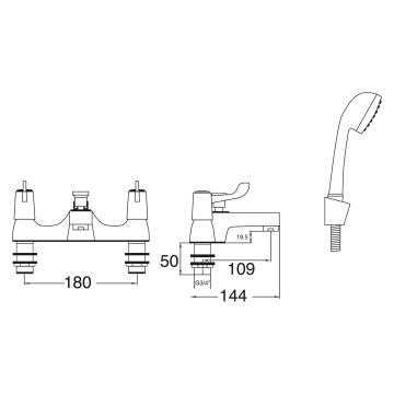 Deva Essentials Porto Bath Shower Mixer Tap with Kit