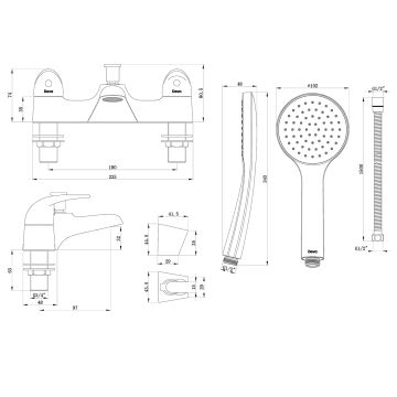 Deva Pisa Bath Shower Mixer Tap with Kit