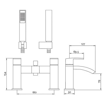 Deva Murcia Bath Shower Mixer Tap with Kit
