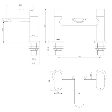 Deva Kiel Bath Filler Mixer Tap