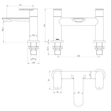 Deva Kiel Bath Filler Mixer Tap