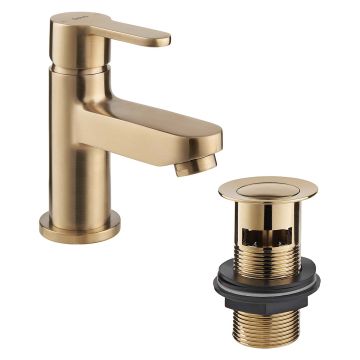 Deva Seville Brushed Brass Mini Mono Basin Mixer Tap