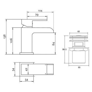 Sicily Chrome Mono Basin Mixer Tap & Waste 