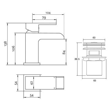 Sicily Chrome Mono Basin Mixer Tap & Waste 