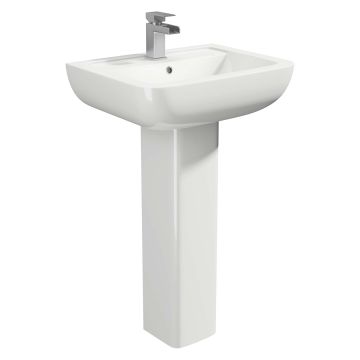 K-Vit Options 600 1 Tap Hole 550mm Basin & Pedestal Pack