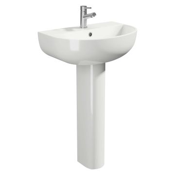 K-Vit Curve 1 Tap Hole 550mm Basin & Pedestal Pack