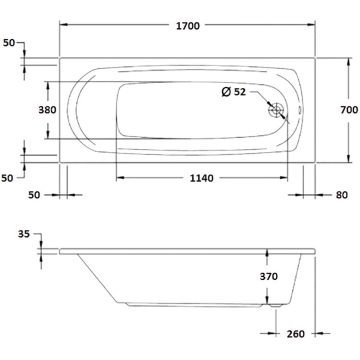 Norton Acrylic Bath 1700 x 700mm