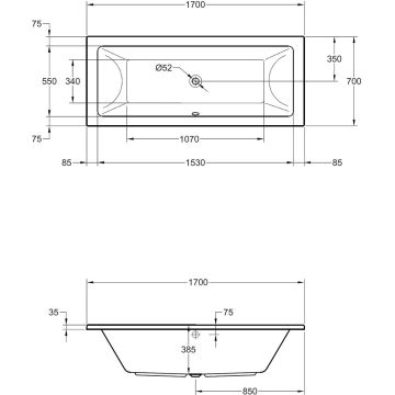 Carrera Double Ended Acrylic Bath 1700 x 700mm