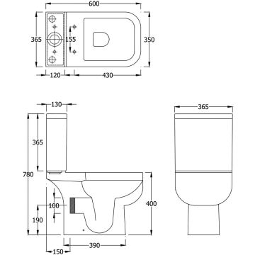 RAK Series 600 Toilet Pack with Soft Close Seat