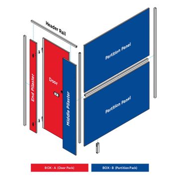 Pendle Stone Grey Toilet Cubicle Door - Box A